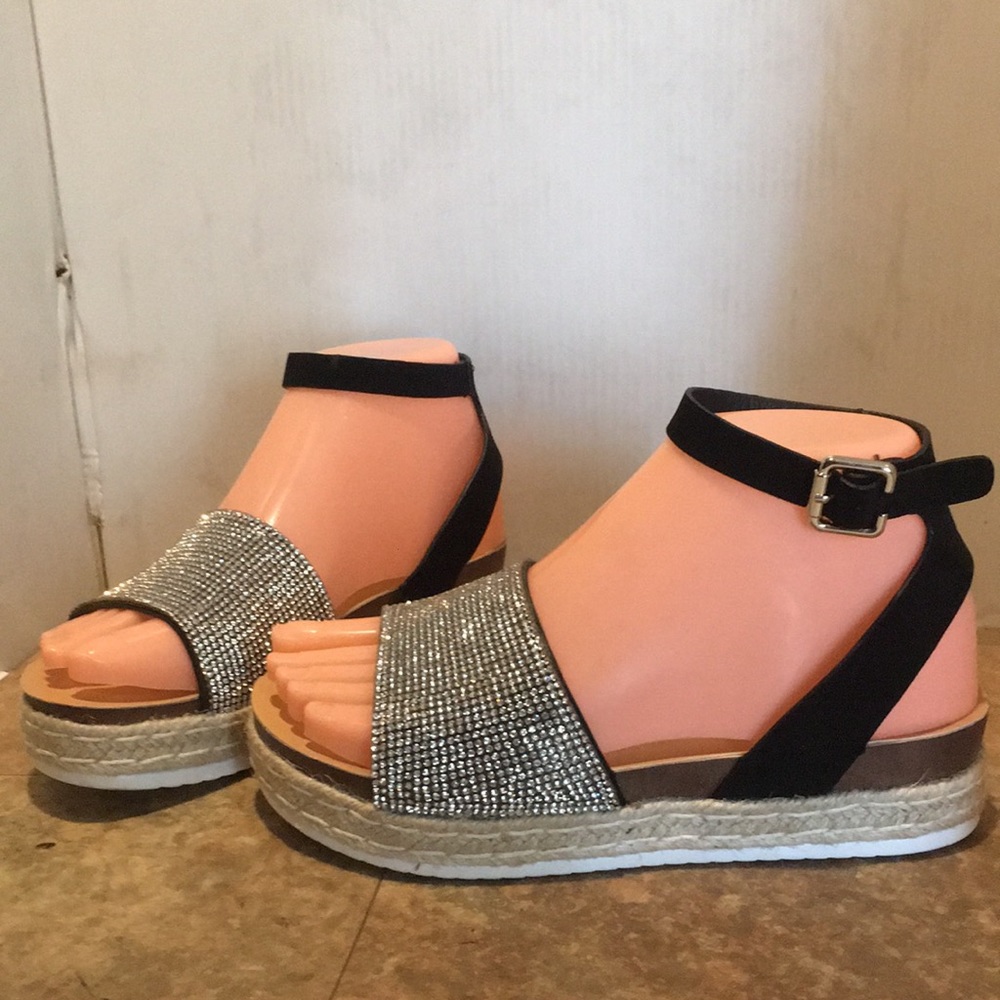 Link Bling Espadrille Sandals sz W 4